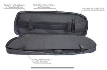 Image of Advance Warrior Solutions Frame 36in Rifle Case w/ Backpack Strap, 600D Poly PVC, Black/Grey, FR36RBP-BL/GR
