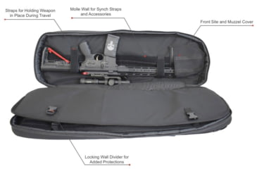 Image of Advance Warrior Solutions Frame 36in Rifle Case w/ Backpack Strap, 600D Poly PVC, Black/Grey, FR36RBP-BL/GR
