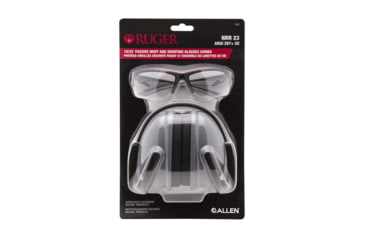 Image of Allen Ruger 10/22 Passive Earmuffs and Shooting Glasses Combo, 23dB NRR, Soft Foam Ear Cups, Adjustable Padded Headband, Polycarbonate Lens, UV Protection, Glasses ANSI Z87.1+ Rated, Gray, 70573