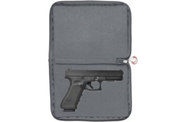 Image of Allen Auto-Fit 2.0 Deluxe Handgun Case, Heather Gray/Red, 12 in x 8 in, 7757