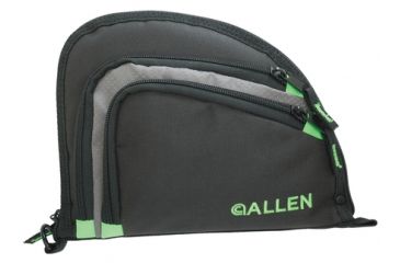 Image of Allen Auto-Fit 2-Pocket Handgun Case Measures 9.5x7.25 Inches Black/Gray/Hot Green