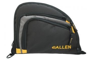 Image of Allen Auto-Fit 2-Pocket Handgun Case Measures 9.5x7.25 Inches Black/Gray/Yellow