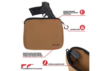 Image of Allen Neoprene Pistol Pouch, Full-Size Handguns up to 9in, FDE, 3638