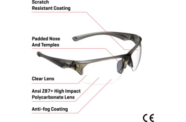 Image of Allen Outlook Shooting Safety Glasses, Smoke Frame, Clear Lenses, One Size, 2383