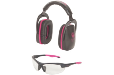 Image of Allen Ruger Conix Ballistic Muff And Glasses Combo, Black/Orchid, 27866