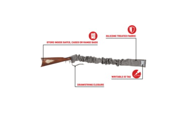 Image of Allen Stretch Knit Gun Sock w/Writeable ID Label for Muzzleloaders and Unstrung Recurve Bows, Silicone Threated, Gray, 66 in, 13169