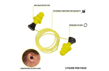 Image of Allen ULTRX Tethered Silicone Ear Plugs, 3-Pairs, Yellow, 4118
