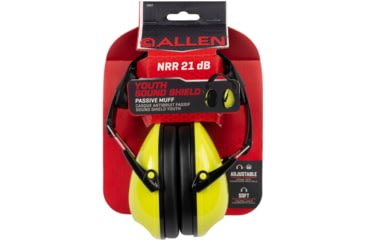 Image of Allen Youth Sound Shield Foldable Safety Earmuffs, 21 dB NRR, ANSI S3.19 &amp; CE EN352-1 Hearing Protection Rated, Black/Chartreuse, One Size, 2327