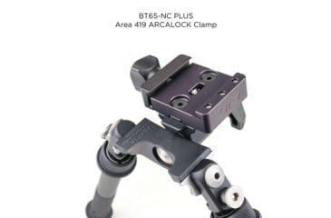 Image of Atlas CAL Gen 2 Standard Bipod, 4.8-9.2in Height Range, Area 419 ARCALOCK Clamp, Black, BT65NCPLUSA419ARCALK