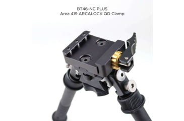 Image of Atlas PSR Standard Bipod, 5-9.4in Height Range, Area 419 ARCALOCK Clamp, Black, BT46NCPLUSA419ARCALK