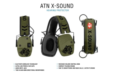 Image of ATN X-Sound Hearing Protector, Electronic Earmuffs w/Bluetooth, Camo, ACPROTXSND