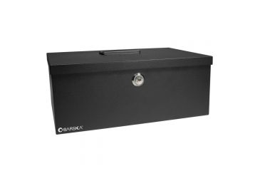 Image of Barska 12in. Cash Box w/ 6 Compartment Coin Tray, Key Lock, Closed CB11792