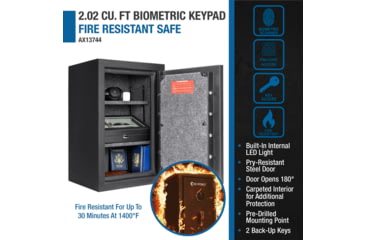 Image of Barska 2.02 Cu. ft Biometric Keypad Fire Resistant Safe, Black, Medium, AX13744