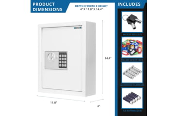 Image of Barska 40 Capacity Fixed Position Key Cabinet Digital Keypad Wall Safe, White, Small, AX13964