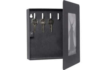 Image of Barska 5 Capacity Picture Wall Mount Photo Frame Key Cabinet w/Magnetic Lock, 4x6in, Black, Small, CB12374