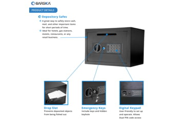 Image of Barska Compact Keypad Depository Safe, Black AX11934