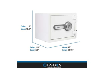 Image of Barska Fire Resistant Security Safe, Compact Biometric, 0.75 Cu, White, Medium, AX13738