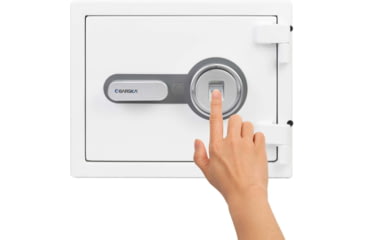 Image of Barska Fire Resistant Security Safe, Compact Biometric, 0.75 Cu, White, Medium, AX13738