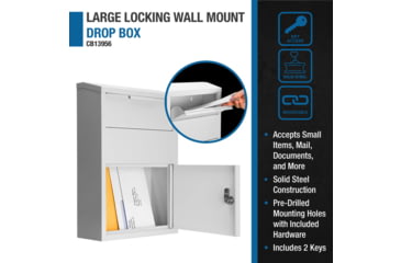 Image of Barska Large Locking Wall Mount Drop Box, White, Large, CB13956