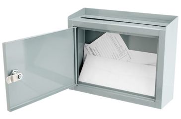 Image of Barska Multi-Purpose Drop Box - Key Lock, Includes 2 Keys, Gray, 9.75 x 3 x 7.75 in CB12710