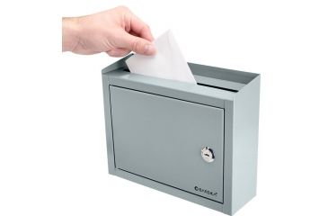 Image of Barska Multi-Purpose Drop Box - Key Lock, Includes 2 Keys, Gray, 9.75 x 3 x 7.75 in CB12710