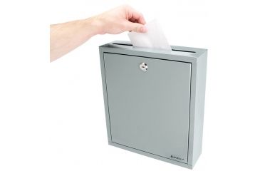 Image of Barska Multi-Purpose Drop Box - Key Lock, Includes 2 Keys, Gray, 11.5 x 3.5 x 13 in CB12712