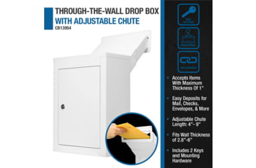 Image of Barska Through-The-Wall Drop Box w/Adjustable Chute, White, Medium, CB13954