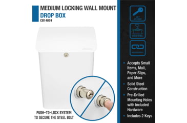 Image of Barska Wall-Mount Top Opening Mail Drop Box, White, Large, CB14074