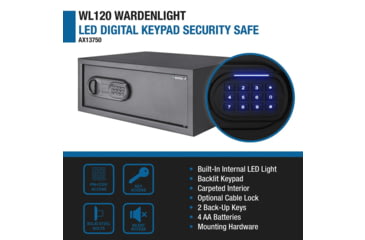 Image of Barska WL120 WardenLight 1.2 Cu. ft Digital Keypad Safe with Interior LED Light, Black, Small, AX13750