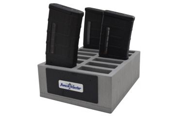 Image of BenchMaster Rifle Rest AR-10 Mag Gun Rack 12 Slot, Black &amp; Gray BMWRARTEN12