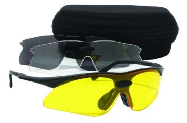 Image of Bob Allen SG1000 Wrap-Around Glasses, Small, Grey-Yellow-Clear Lenses 40128