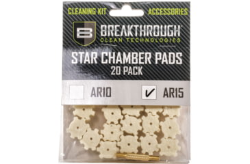 Image of Breakthrough Clean Technologies AR-15 Star Chamber Pad - 20 Pack with 8-32 Thread Male/Male Adapter, BT-AR15SCP-20PK