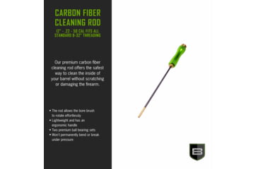 Image of Breakthrough Clean Technologies Carbon Fiber Cleaning Rod with Rotating, Ergonomic Aluminum Handle, 5mm, 12in, BT-CFRR-12