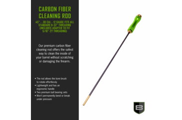 Image of Breakthrough Clean Technologies Carbon Fiber Cleaning Rod with Rotating, Ergonomic Aluminum Handle, 7mm, 45in Length, Black/Green, BT-CFRR-S45