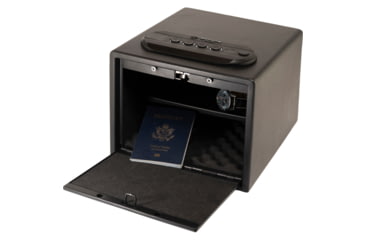 Image of Bulldog Cases Double Pistol Vault with Shelf, 11 inx10 inx8 in, Trio Lock-Key, LED Code and Biometric Fingerprint Reader, Front Style Safe, Black, BD72TV