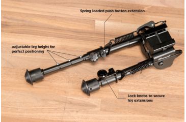 Image of Caldwell Pic Rail XLA Fixed Bipod, Black, 6in -9in, 110140