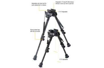 Image of Caldwell Pic Rail XLA Fixed Bipod, Black, 6in -9in, 110140