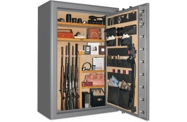 Image of Cannon Safe Commander 54 Fireproof 48 Gun Rifle Safe, 72x50x28in - Hammertone Gray/Chrome CO54-H2FDC-13