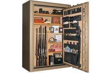 Image of Cannon Safe Commander 54 Fireproof 48 Gun Rifle Safe, 72x50x28in - Hammertone Beige/Brass CO54-H3FDB-13