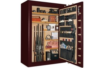 Image of Cannon Safe Commander 54 Fireproof 48 Gun Rifle Safe, 72x50x28in - Hammertone Burgundy/Brass CO54-H5FDB-13