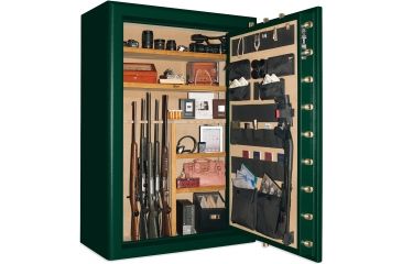 Image of Cannon Safe Commander 54 Fireproof 48 Gun Rifle Safe, 72x50x28in - Hammertone Green/Brass CO54-H4FDB-13