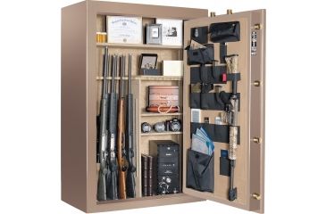 Image of Cannon Safe Deluxe 33 Fireproof 36 Gun Safe, 60x40x24in - Hammertone Beige/Brass CA33-H3FDB-13