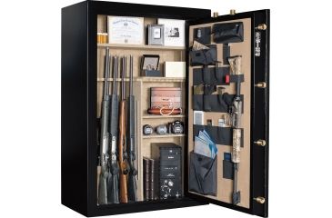 Image of Cannon Safe Deluxe 33 Fireproof 36 Gun Safe, 60x40x24in - Hammertone Black/Brass CA33-H1FDB-13