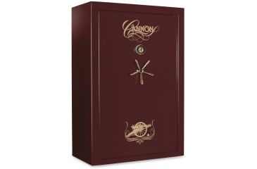 Image of Cannon Safe Deluxe 33 Fireproof 36 Gun Safe, 60x40x24in - Hammertone Burgundy/Brass CA33-H5FDB-13
