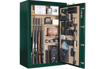 Image of Cannon Safe Deluxe 33 Fireproof 36 Gun Safe, 60x40x24in - Hammertone Green/Brass CA33-H4FDB-13