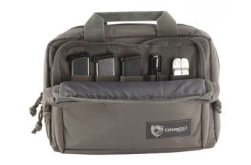 Image of Drago Gear Double Pistol Case, 600D Polyester, 12.5x9.5x4.5in, Gray, 12-315GY