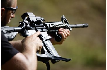 Image of FAB Defense AR-15 Quick Deployment Bipod with an Integrated AGR-43 Pistol Grip, Black, FX-ARPODB
