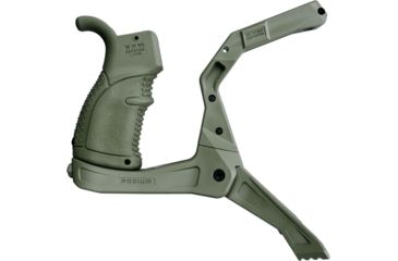 Image of FAB Defense AR-15 Quick Deployment Bipod with an Integrated AGR-43 Pistol Grip, OD Green, FX-ARPODG