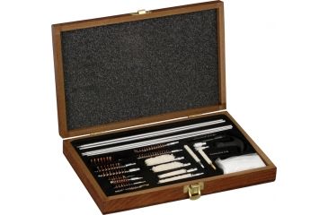 Image of Game Raider 35 Piece Universal Gun Cleaning Kit w/ brown wood carrying/storage case RG0035W