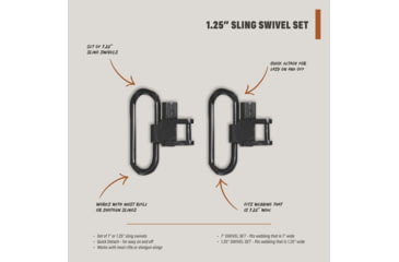 Image of HALF RACK Sling Swivel Set, 2 Psc, 1.25 in, Black, Small, HR1149